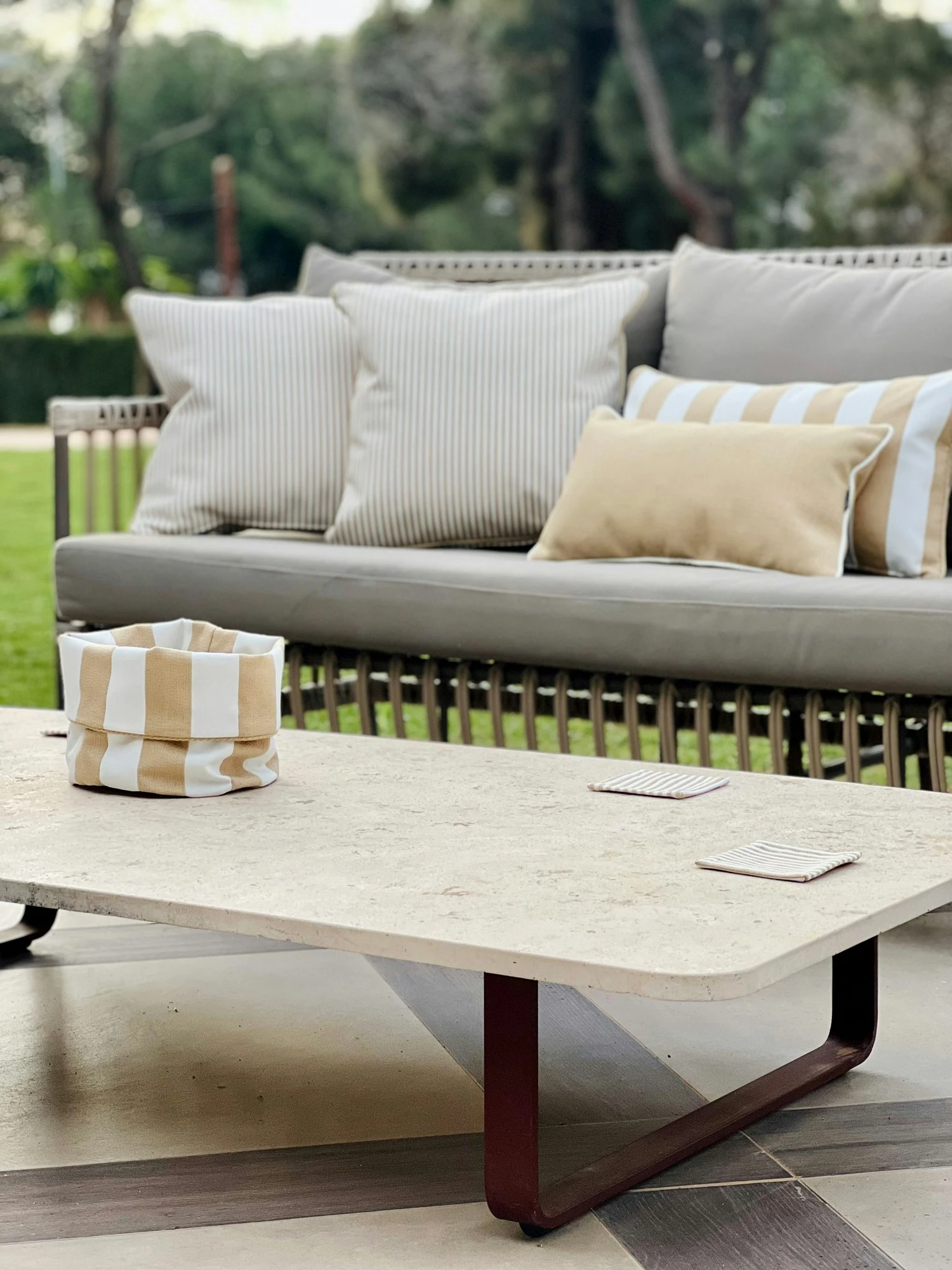 Wide Stripe Broodmand 19x20 Cm, Beige 5 Wide Stripe Broodmand 19x20 Cm, Beige - Afbeelding 3