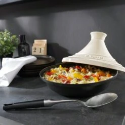 Staub Small Tajine With Ceramic Lid, Creme -Keukengerei Winkel staub small tajine with ceramic lid creme 3